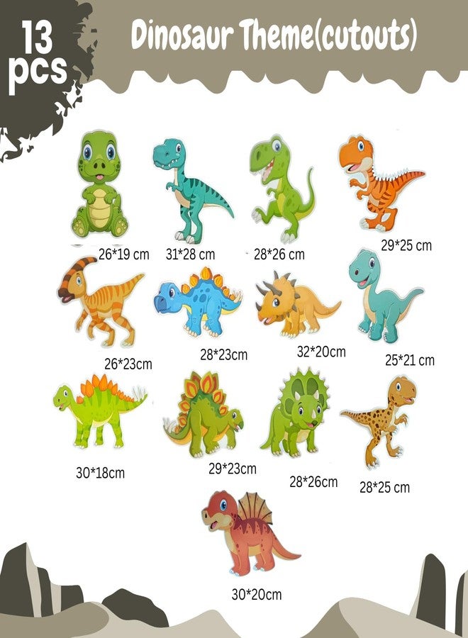 FI - FLICK IN 22 pcs Happy Birthday Dinosaur Theme Decoration Set Dino Figure Cutouts Props Cake Topper Jungle Safari Party, Jurassic Theme Dinosaur Party Decorations Supplies (Pack of 22, Multicolor) - Image 5